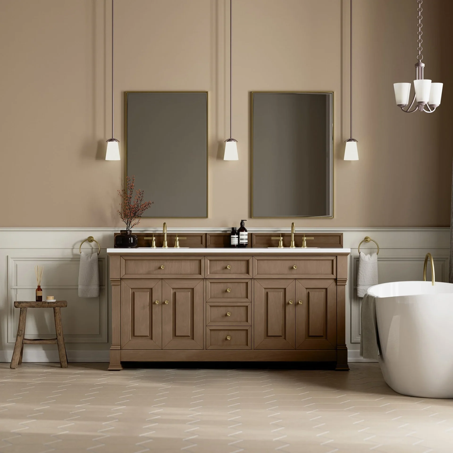Brookfield 72" Double Vanity in Pecan