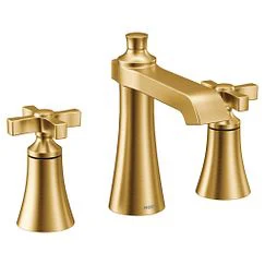 Moen Flara 2 Handle Widespread bathroom faucet in brushed gold