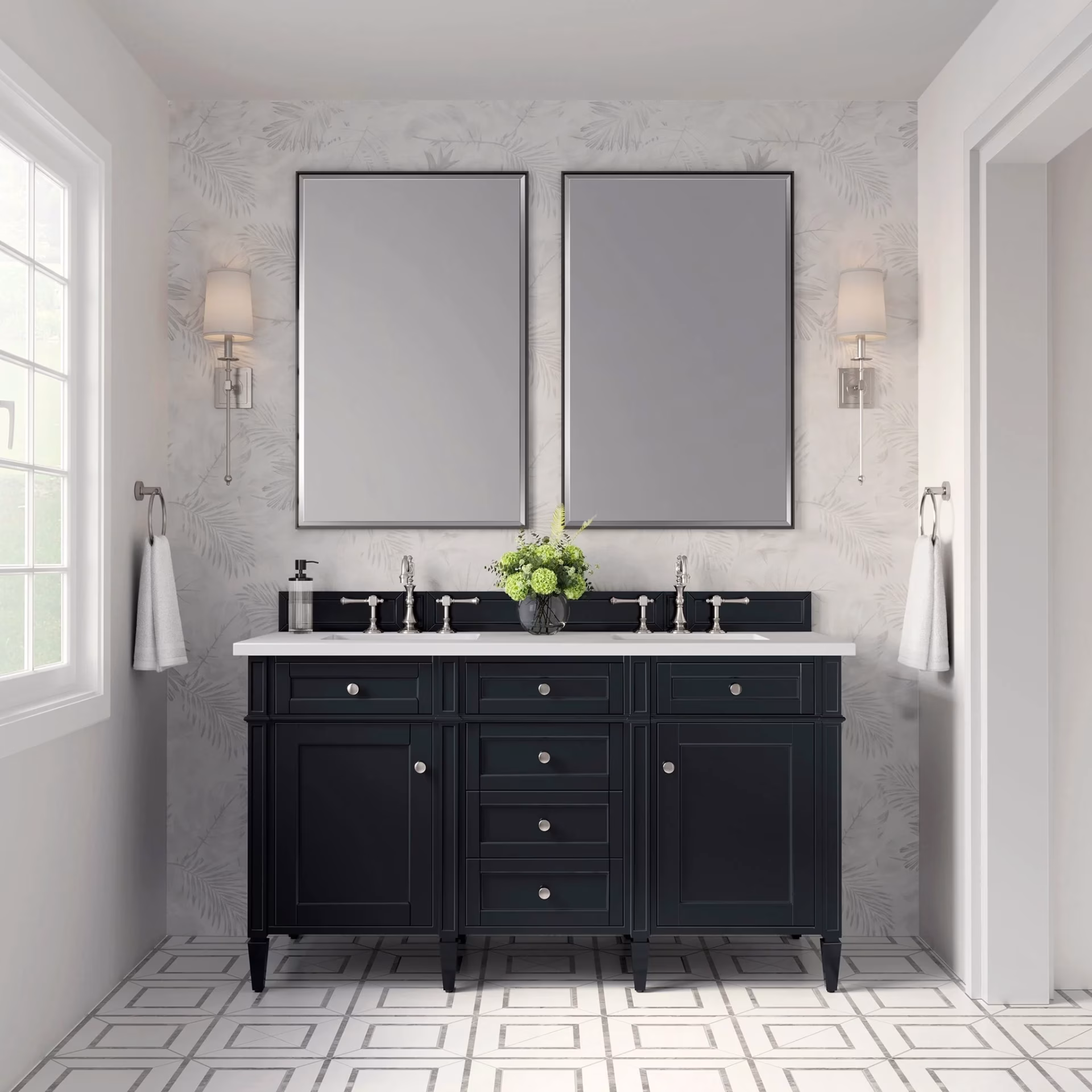 Brittany 60 double bathroom vanity in black onyx double bathroom vanity james-martin vanities
