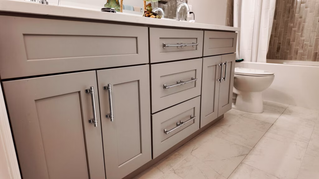 Blue Valley cabinets framed