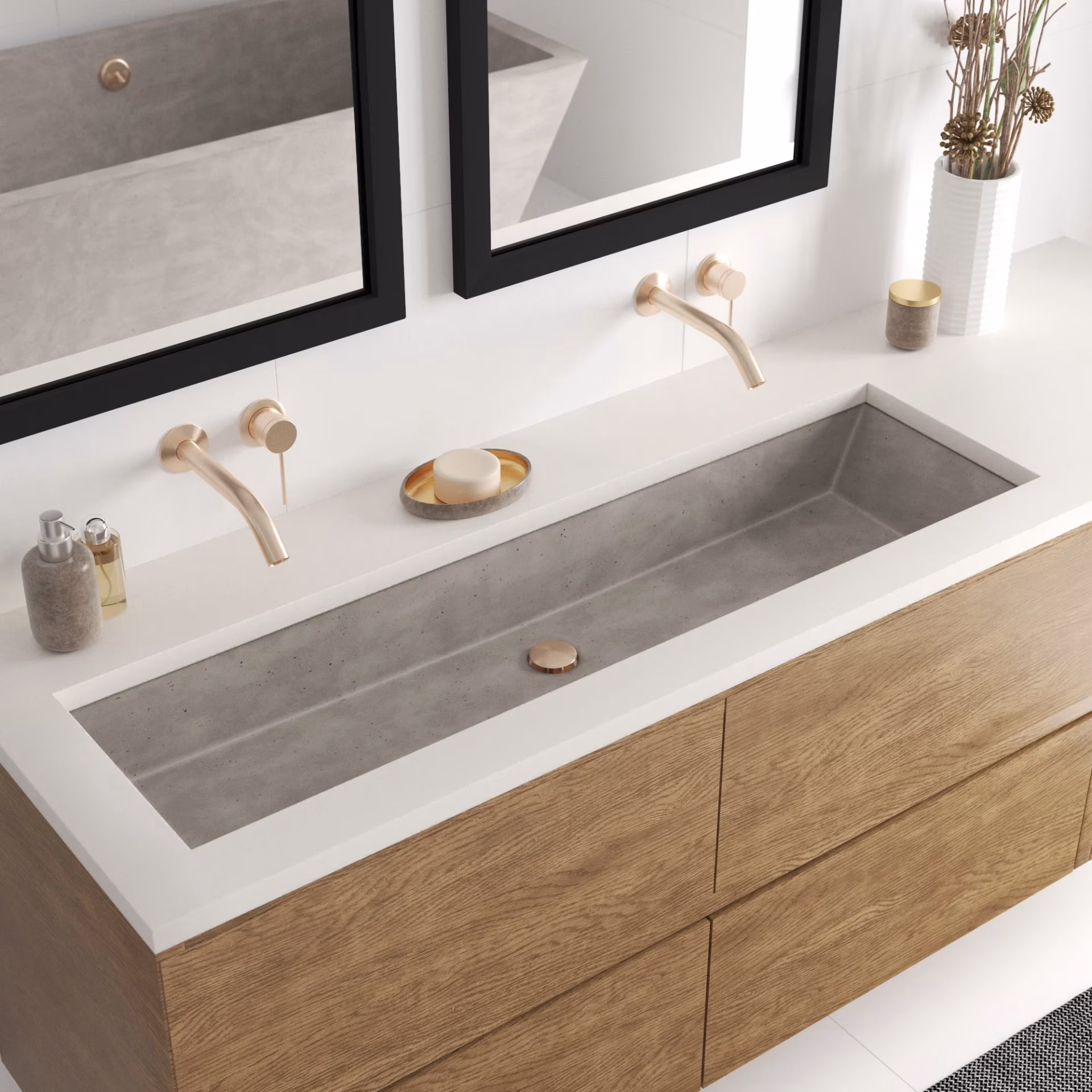 NativeStone Bathroom Sink concrete trough