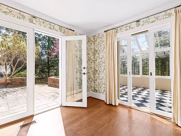 dining room with outside doors